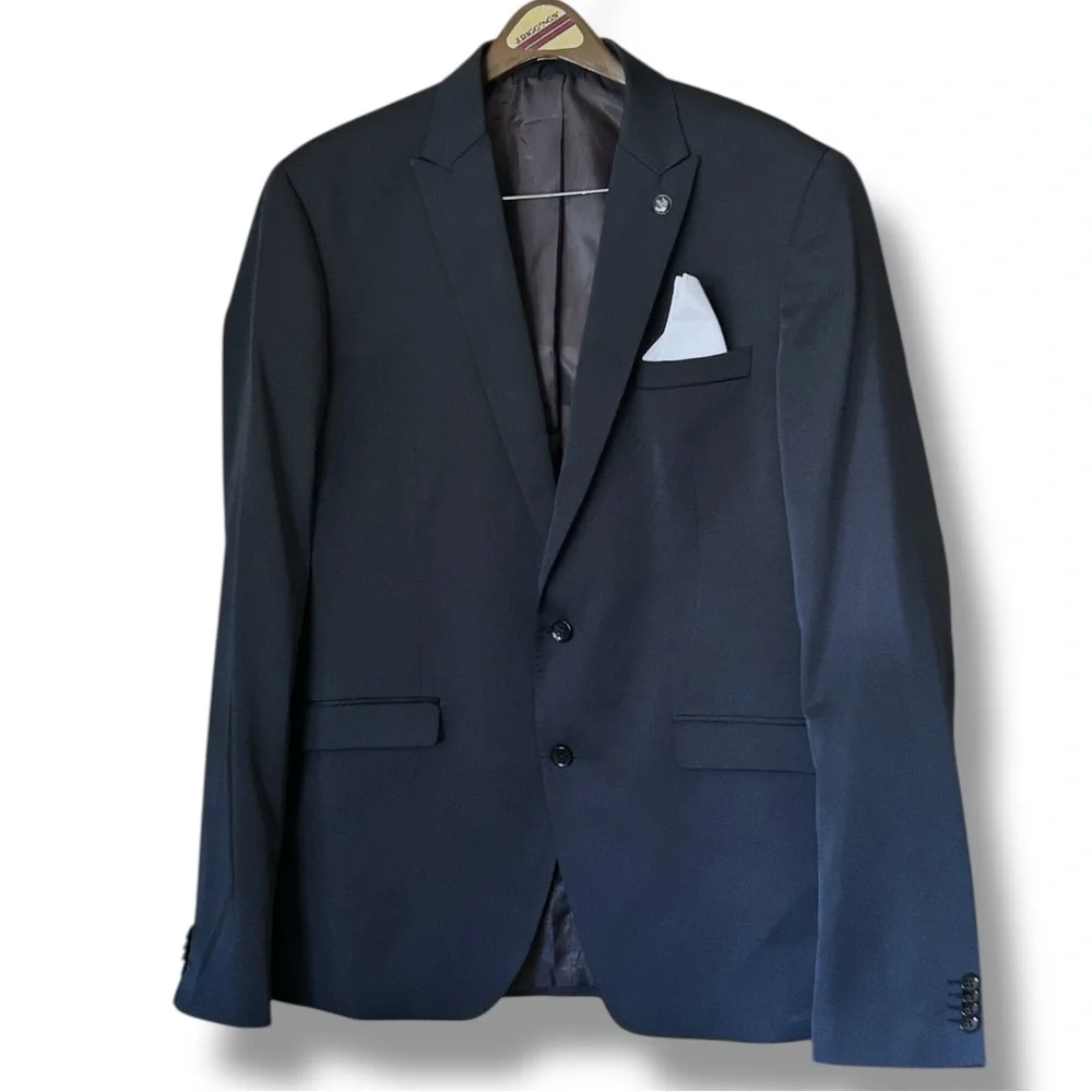 BRUNO BANANI MENS NAVY SPORT COAT Two-Button Blazer